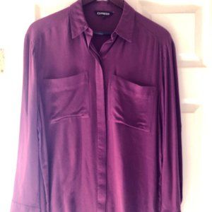 Express Button Down Portofino Shirt Purple Wine